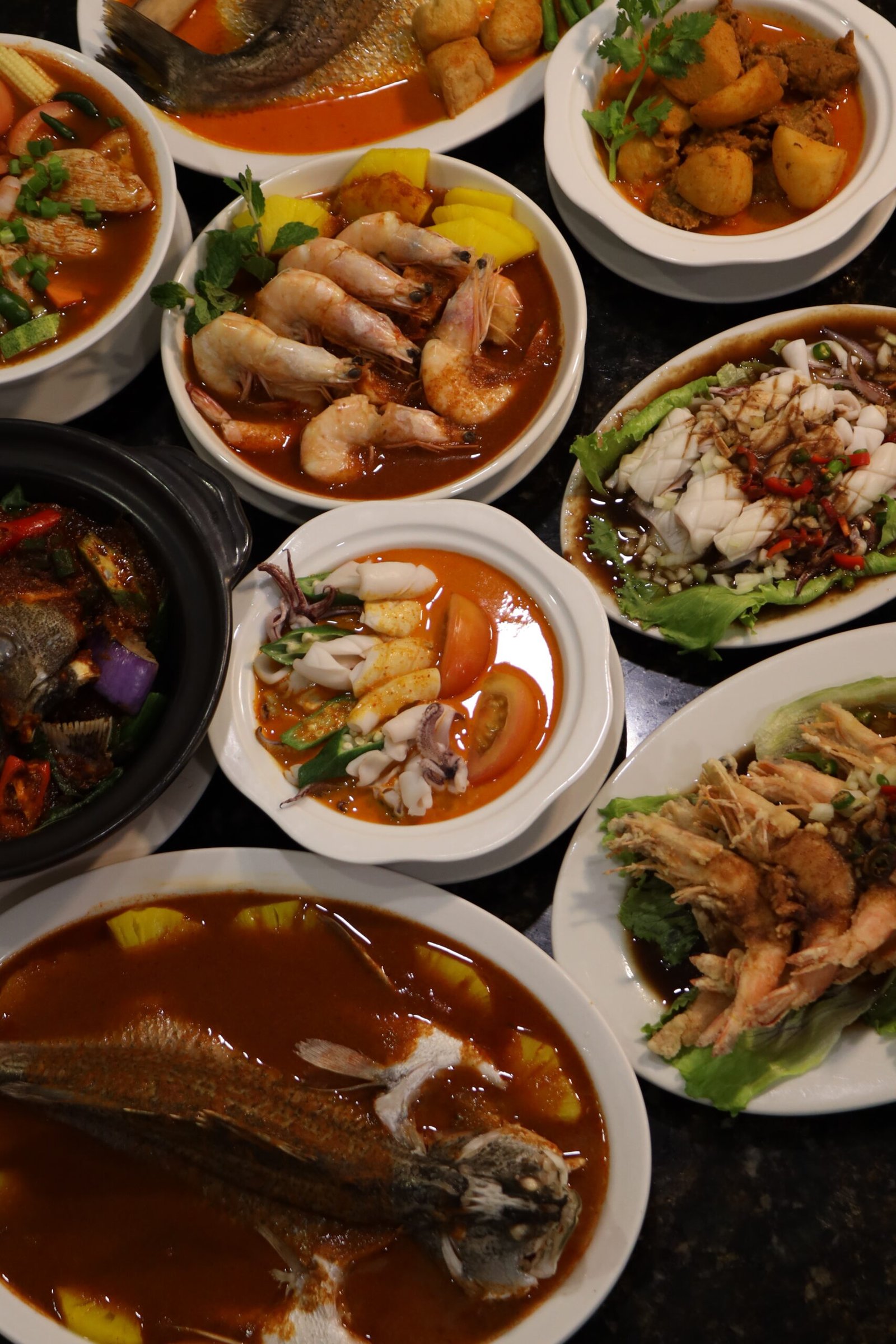Nyonya dishes photographed from above